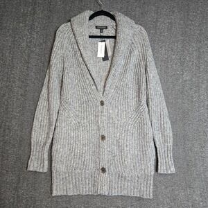 Banana Republic Italian Yarn Cardigan Chunky‎ Knit Gray Sweater Sz Small NWT